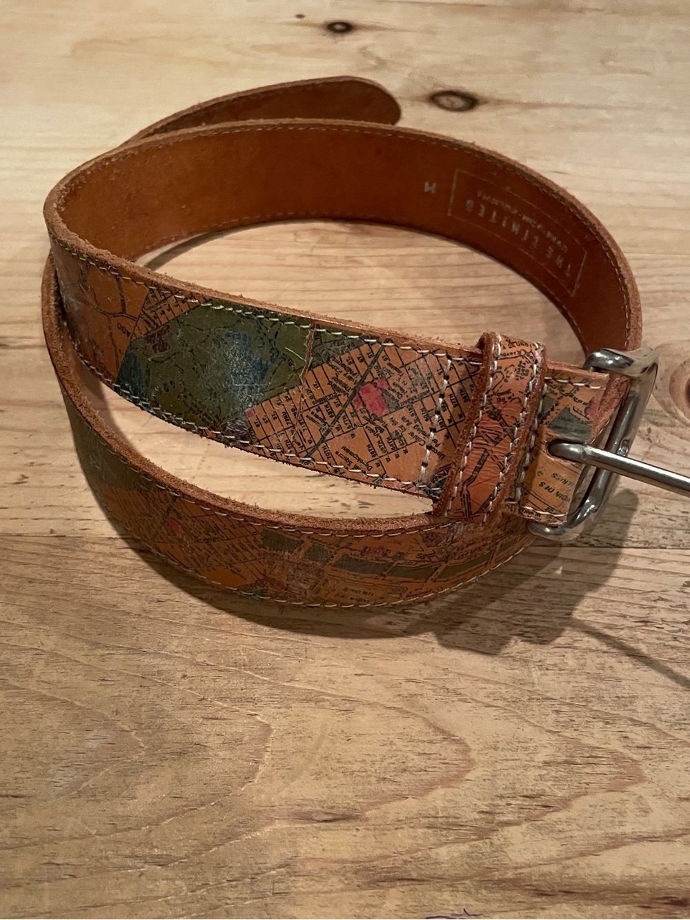 The Limited VTG Milano Map Stamp graphic leather Unique Travel belt M